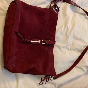 Elegant Burgundy Suede Shoulder Bag